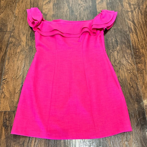 Topshop Hot Pink Off The Shoulder Mini Dress US 12 - Picture 2 of 11